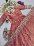 2DESIGNER FENDY SILK EMBROIDERY SEQUENCE WORK GOWN BOTTOM WITH DUPATTA FESTIVE WEAR WHOLESALE PRICE ETHNIC GARMENT (6)
