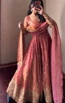 2DESIGNER FENDY SILK EMBROIDERY SEQUENCE WORK GOWN BOTTOM WITH DUPATTA FESTIVE WEAR WHOLESALE PRICE ETHNIC GARMENT (6)