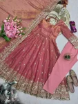 2DESIGNER FENDY SILK EMBROIDERY SEQUENCE WORK GOWN BOTTOM WITH DUPATTA FESTIVE WEAR WHOLESALE PRICE ETHNIC GARMENT (6)
