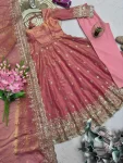 2DESIGNER FENDY SILK EMBROIDERY SEQUENCE WORK GOWN BOTTOM WITH DUPATTA FESTIVE WEAR WHOLESALE PRICE ETHNIC GARMENT (6)