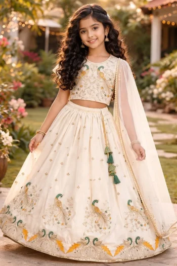 DESIGNER GEORGETTE MULTI EMBROIDERY WORK LEHENGA CHOLI WITH DUPATTA OFF WHITE