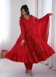 2DESIGNER MAL CHANDERI REAL MIRROR WITH HANDWORK GOWN BOTTOM WITH DUPATTA WEDDING WEAR WHOLESALE PRICE ETHNIC GARMENT (16)