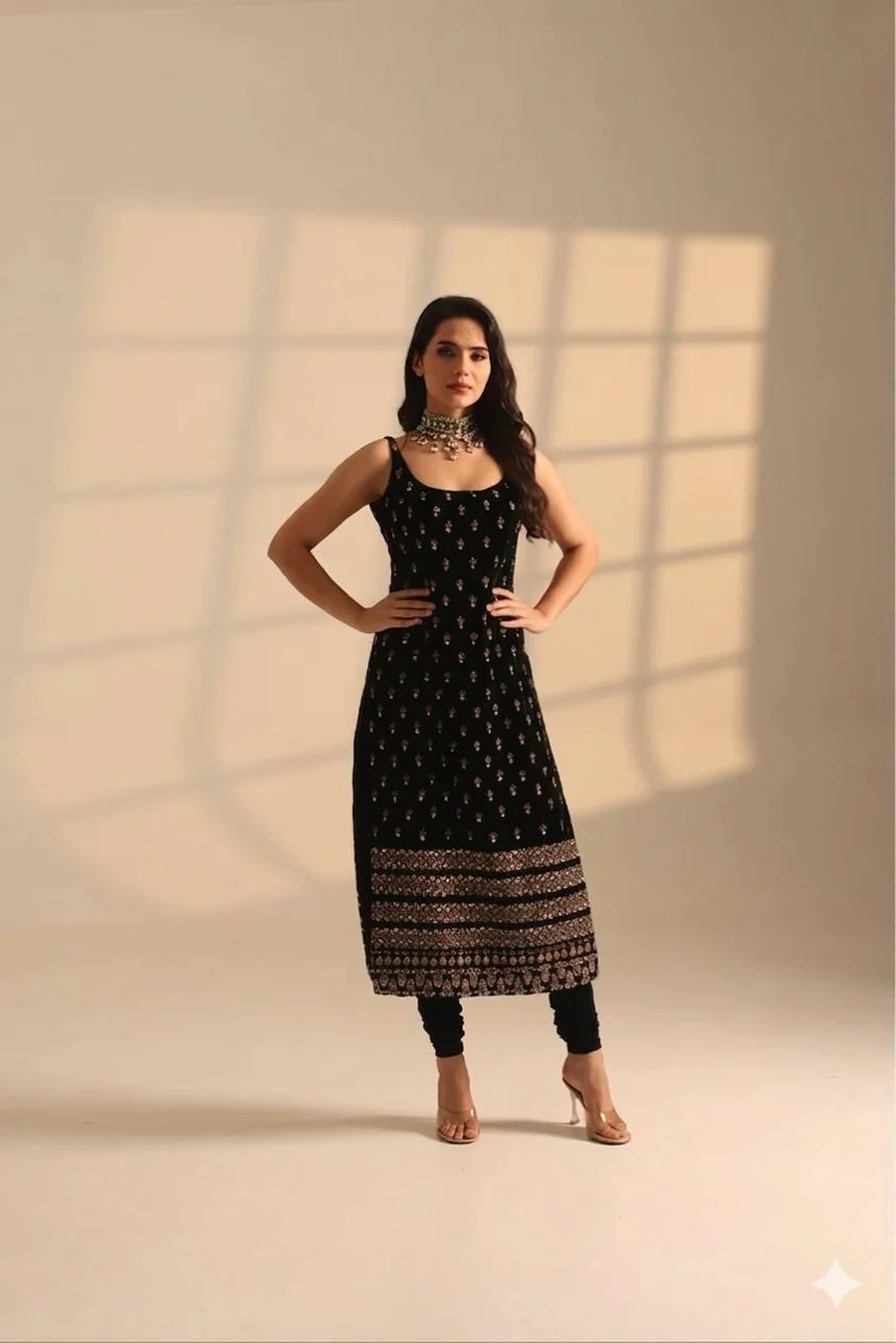 2DESIGNER ROAN GLASS SATIN GOLDEN CODING & ZARI SEQUENCE WORK TOP BOTTOM WITH DUPATTA FESTIVE WEAR WHOLESALE PRICE ETHNIC GARMENT (24)
