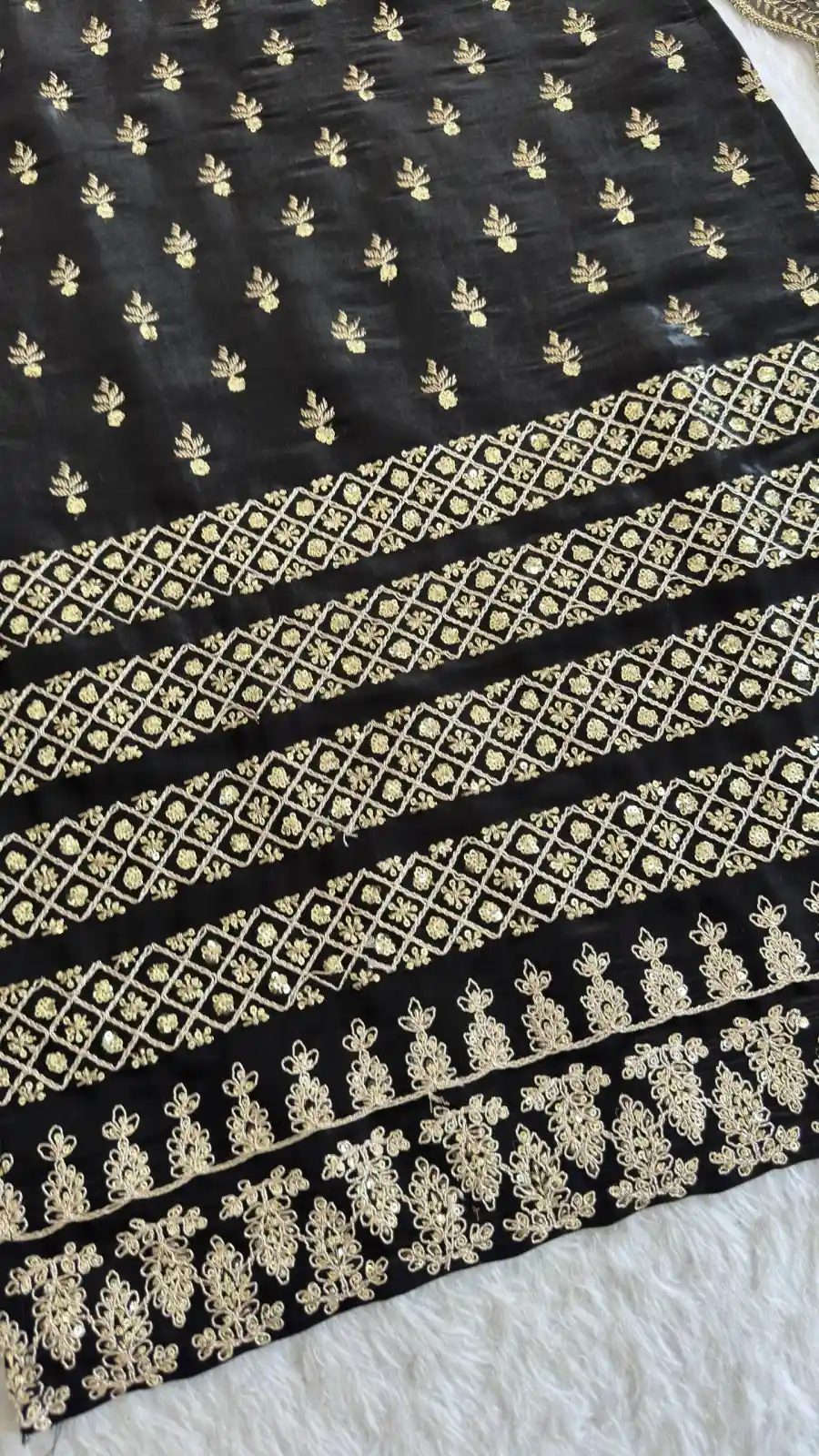 2DESIGNER ROAN GLASS SATIN GOLDEN CODING & ZARI SEQUENCE WORK TOP BOTTOM WITH DUPATTA FESTIVE WEAR WHOLESALE PRICE ETHNIC GARMENT (25)