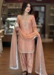 2DESIGNER ROMAN GLASS SILK EMBROIDERY 3 MM SEQUENCE WORK WITH RIVET MOTI WORK TOP PATIYALA WITH DUPATTA FESTIVE WEAR WHOLESALE PRICE ETHNIC GARMENT (13)