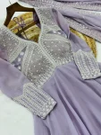 2DESIGNER STAR GEORGETTE SEQUENCE CODING & BEADS EMBROIDERY WORK GOWN WITH DUPATTA WEDDING WEAR WHOLESALE PRICE ETHNIC GARMENT (12)