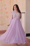 2DESIGNER STAR GEORGETTE SEQUENCE CODING & BEADS EMBROIDERY WORK GOWN WITH DUPATTA WEDDING WEAR WHOLESALE PRICE ETHNIC GARMENT (12)