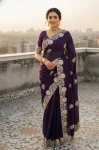 2DESIGNER VICHITRA EMBROIDERY AND MULTI THREAD WITH ARC CUT WORK BORDER SAREE WITH UNSTITCHED BLOUSE FESTIVE WEAR WHOLESALE PRICE ETHNIC GARMENT (3)