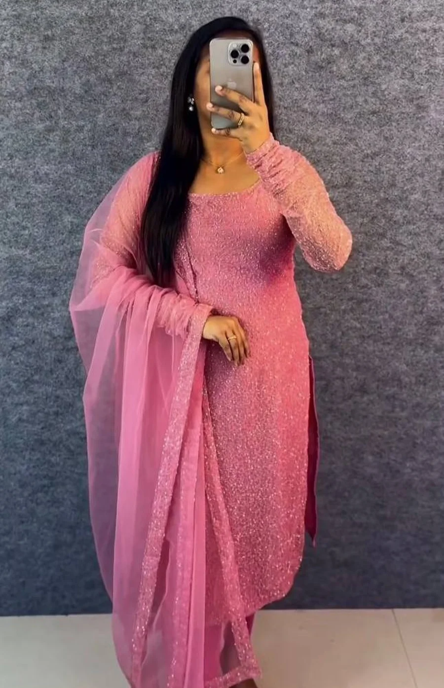 2FANCY BUTTERFLY NET EMBROIDERY WORK TOP WITH DUPATTA FESTIVE WEAR WHOLESALE PRICE ETHNIC GARMENT (5)