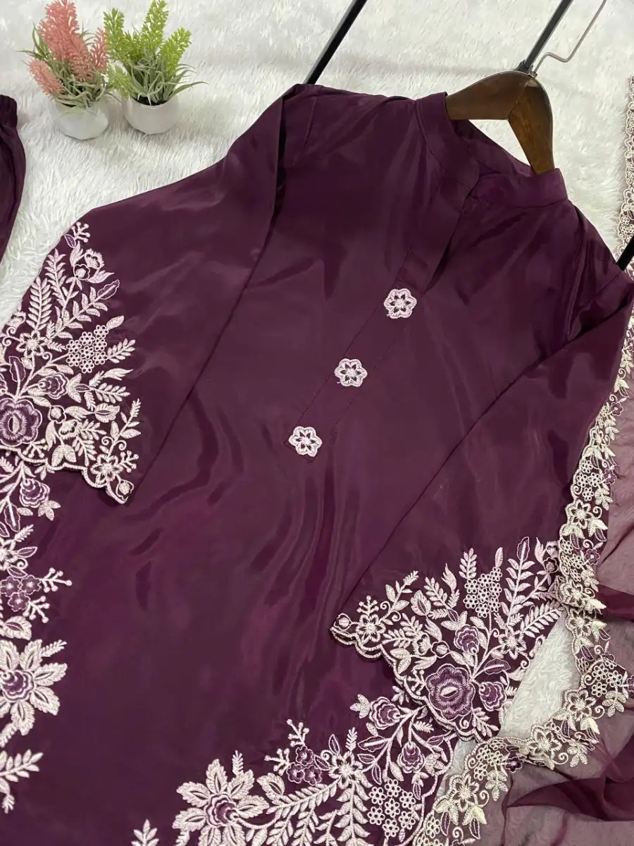2FANCY CREPE SILK EMBROIDERY WORK TOP PALAZZO WITH DUPATTA FESTIVE WEAR WHOLESALE PRICE ETHNIC GARMENT (12)