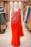 2FANCY GEORGETTE EMBROIDERY SEQUENCE WORK READY TO WEAR SAREE WITH STITCHED BLOUSE PARTY WEAR WHOLESALE PRICE ETHNIC GARMENT (4)