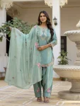 FANCY JAPAN SATIN SEQUENCE CODING EMBROIDERY WORK TOP PATIYALA WITH DUPATTA RAMA