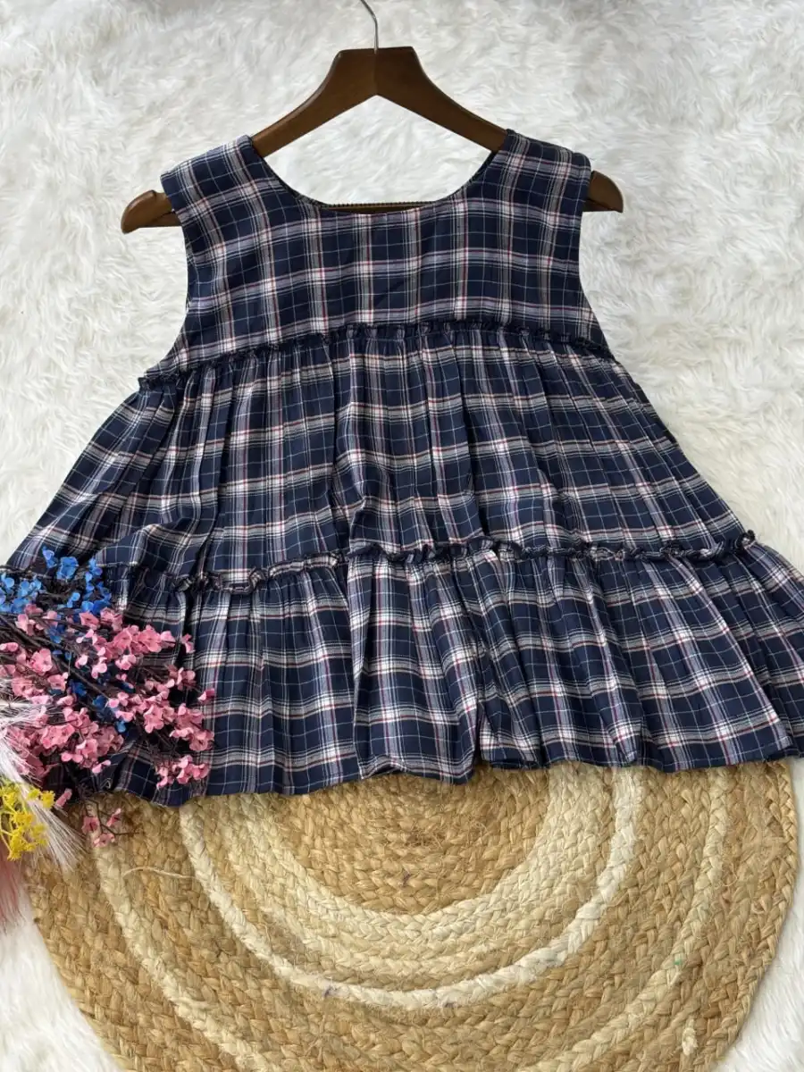 2FANCY LINEN COTTON CHECKS PRINT WORK TOP PENT SET OFFICE WEAR WHOLESALE PRICE ETHNIC GARMENT (8)