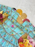 2FANCY MUL CHANDERI CHECKS FLORAL PRINT WORK ONE PIECE DRESS DAILY WEAR WHOLESALE PRICE ETHNIC GARMENT (15)