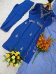 2FANCY MUL CHANDERI SEQUENCE EMBROIDERY WORK TOP BOTTOM WITH DUPATTA FESTIVE WEAR WHOLESALE PRICE ETHNIC GARMENT (11)