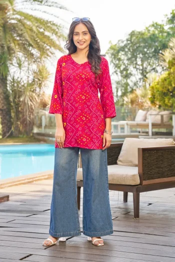 FANCY POLY RAYON PRINT WORK TOP RANI