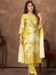 LATEST CHANDERI HANDWORK TOP BOTTOM WITH DUPATTA YELLOW