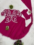 2MODERN CHINON EMBROIDERY WORK READY TO WEAR SAREE WITH STITCHED BLOUSE AND KOTI FESTIVE WEAR WHOLESALE PRICE ETHNIC GARMENT (18)