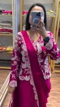 2MODERN CHINON EMBROIDERY WORK READY TO WEAR SAREE WITH STITCHED BLOUSE AND KOTI FESTIVE WEAR WHOLESALE PRICE ETHNIC GARMENT (18)