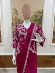2MODERN CHINON EMBROIDERY WORK READY TO WEAR SAREE WITH STITCHED BLOUSE AND KOTI FESTIVE WEAR WHOLESALE PRICE ETHNIC GARMENT (18)