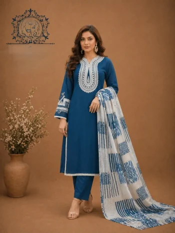 MODERN FAUX GEORGETTE EMBROIDERY SEQUENCE WORK TOP BOTTOM WITH DUPATTA TEAL