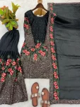2MODERN FENDY SILK EMBROIDERY SEQUENCE WORK WITH HAND WORK TOP SHARARA WITH DUPATTA FESTIVE WEAR WHOLESALE PRICE ETHNIC GARMENT (26)