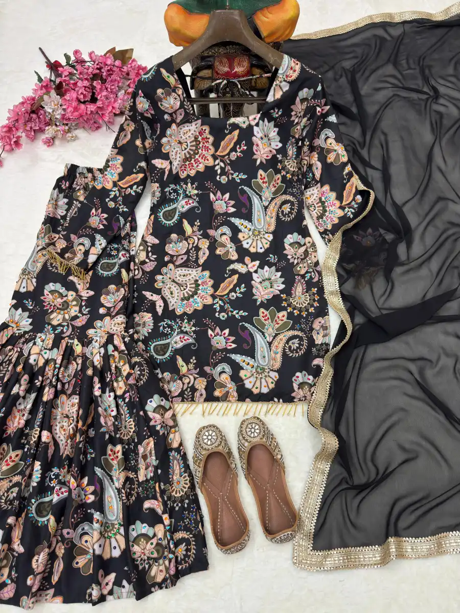 2MODERN MUSLIN COTTON FLORAL DIGITAL PRINT & STONE WITH FANCY LATKAN LACE WORK TOP SHARARA WITH DUPATTA FESTIVE WEAR WHOLESALE PRICE ETHNIC GARMENT (1)