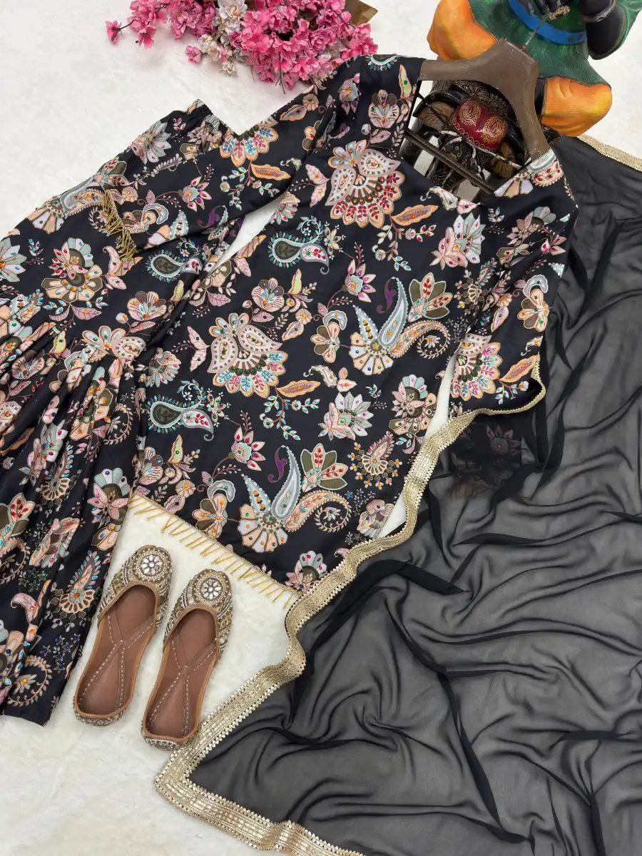 2MODERN MUSLIN COTTON FLORAL DIGITAL PRINT & STONE WITH FANCY LATKAN LACE WORK TOP SHARARA WITH DUPATTA FESTIVE WEAR WHOLESALE PRICE ETHNIC GARMENT (6)
