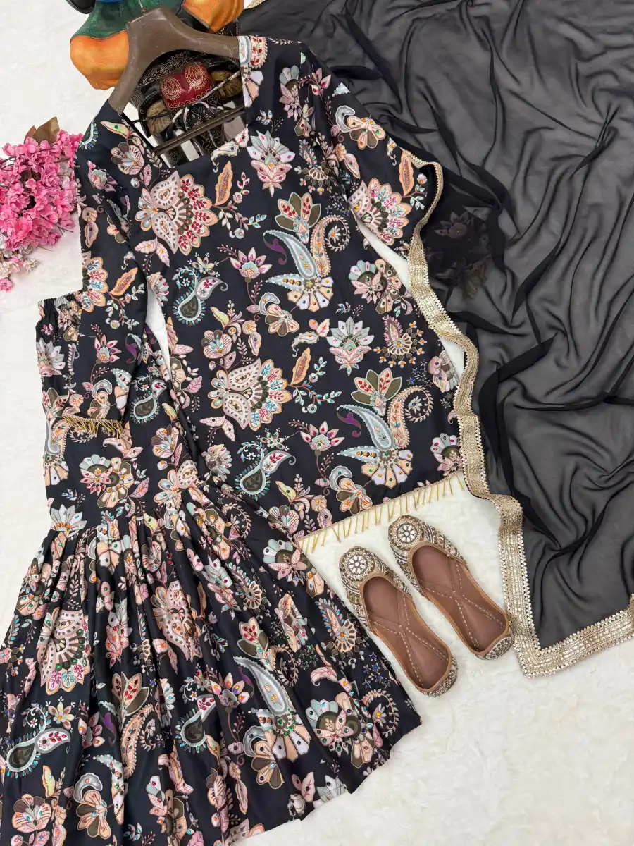 2MODERN MUSLIN COTTON FLORAL DIGITAL PRINT & STONE WITH FANCY LATKAN LACE WORK TOP SHARARA WITH DUPATTA FESTIVE WEAR WHOLESALE PRICE ETHNIC GARMENT (7)