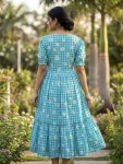 2MODERN MUSLIN SILK GINGHAM PRINT WORK ONE PIECE DRESS FESTIVE WEAR WHOLESALE PRICE ETHNIC GARMENT (22)