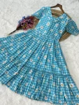 2MODERN MUSLIN SILK GINGHAM PRINT WORK ONE PIECE DRESS FESTIVE WEAR WHOLESALE PRICE ETHNIC GARMENT (22)