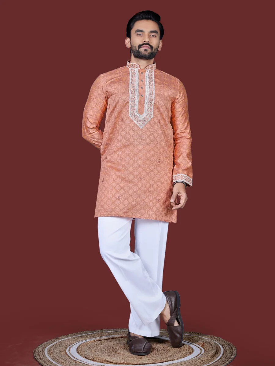 2MODERN SILK EMBROIDERY WORK MEN'S KURTA PAYJAMA WEDDING WEAR WHOLESALE PRICE ETHNIC GARMENT (25)