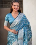 2MOST PICKED LICHI SILK JACQUARD WORK SAREE WITH UNSTITCHED BLOUSE WEDDING WEAR WHOLESALE PRICE ETHNIC GARMENT (27)