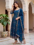 2NEW ARRIVAL FENDY SILK EMBROIDERY SEQUENCE ZARI WORK GOWN BOTTOM WITH DUPATTA FESTIVE WEAR WHOLESALE PRICE ETHNIC GARMENT (36)