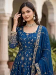 2NEW ARRIVAL FENDY SILK EMBROIDERY SEQUENCE ZARI WORK GOWN BOTTOM WITH DUPATTA FESTIVE WEAR WHOLESALE PRICE ETHNIC GARMENT (36)