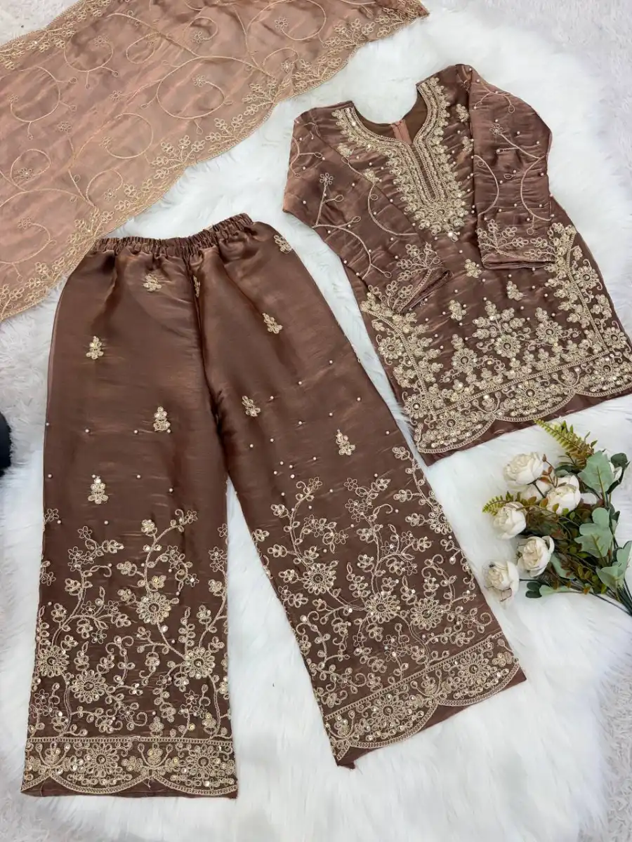 2NEW ARRIVAL GMY SILK EMBROIDERY SEQUENCE WORK MOTHDER DAUGHTER SET FESTIVE WEAR WHOLESALE PRICE ETHNIC GARMENT (13)