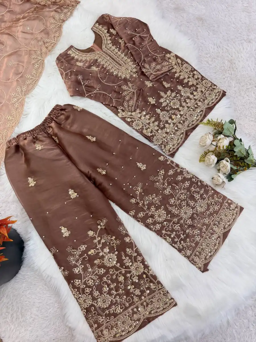 2NEW ARRIVAL GMY SILK EMBROIDERY SEQUENCE WORK MOTHDER DAUGHTER SET FESTIVE WEAR WHOLESALE PRICE ETHNIC GARMENT (14)