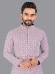 2RICH LOOK COTTON CHIKANKARI EMBROIDERY WORK MEN’S KURTA PAYJAMA FESTIVE WEAR WHOLESALE PRICE ETHNIC GARMENT (16)