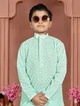 2RICH LOOK COTTON CHIKANKARI WORK KID’S KURTA PAYJAMA SET FESTIVE WEAR WHOLESALE PRICE ETHNIC GARMENT (6)