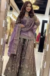 RICH LOOK FENDY SILK THREAD WITH SEQUENCE EMBROIDERY, ZARI WORK TOP PALAZZO WITH DUPATTA PURPLE