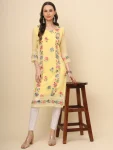 RICH LOOK GEORGETTE LUCKNOWI CHIKANKARI WORK ONLY KURTI YELLOW