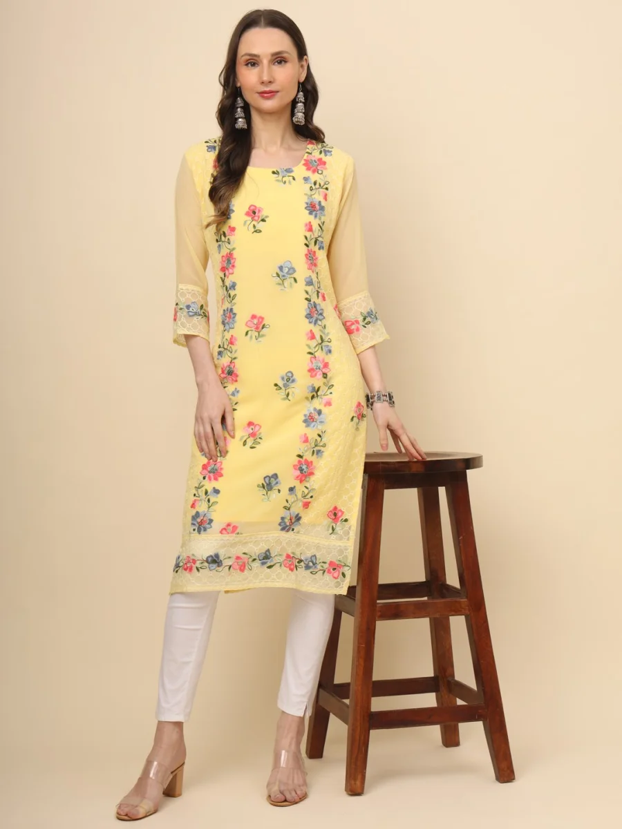 2RICH LOOK GEORGETTE LUCKNOWI CHIKANKARI WORK ONLY KURTI FESTIVE WEAR WHOLESALE PRICE ETHNIC GARMENT (11)