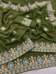 2RICH LOOK GEORGETTE SILK THREAD WORK EMBROIDERY WITH PIPING BORDER WORK SAREE WITH UNSTITCHED BLOUSE WEDDING WEAR WHOLESALE PRICE ETHNIC GARMENT (9)