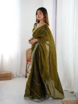 2RICH LOOK JMC SILK THREAD & SEQUENCE EMBROIDERY WITH PIPING WORK SAREE WITH UNSTITCHED BLOUSE FESTIVE WEAR WHOLESALE PRICE ETHNIC GARMENT (12)