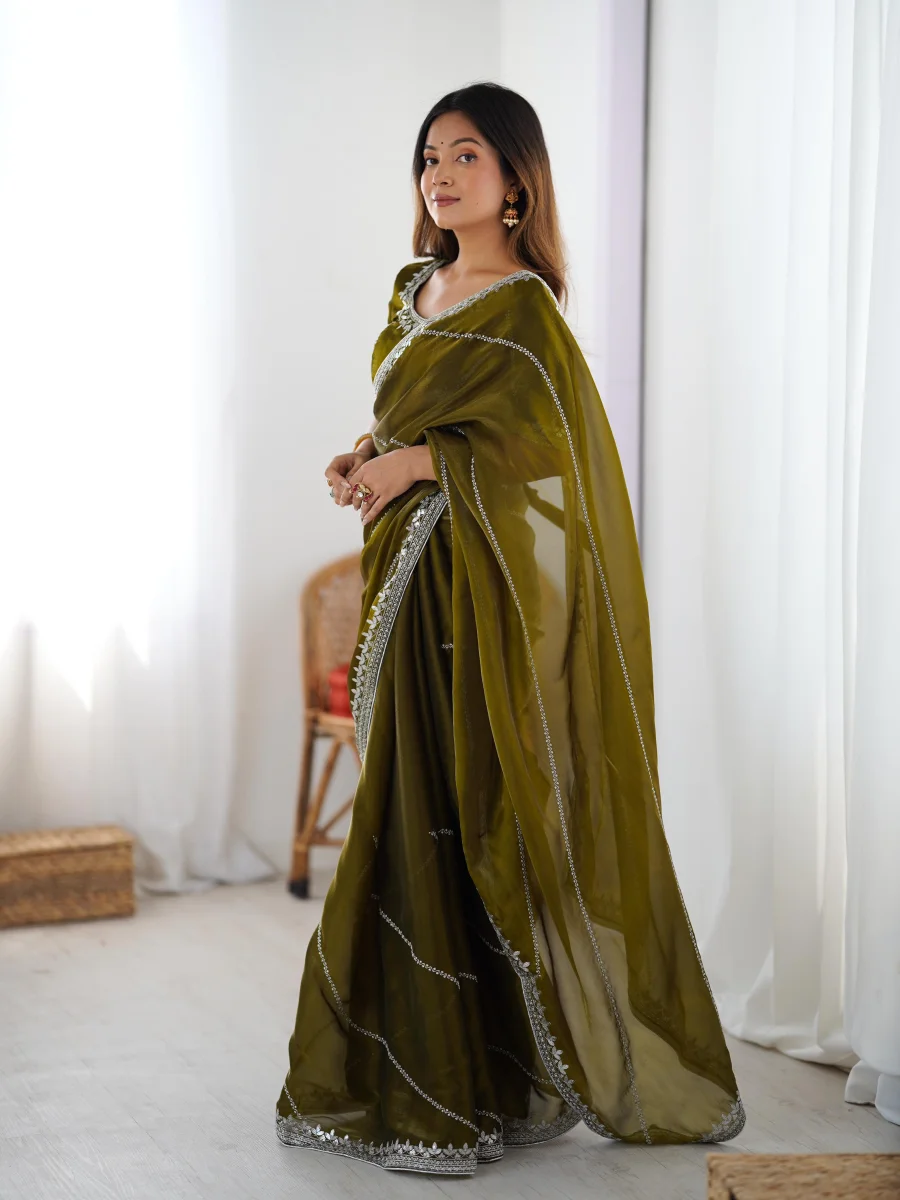 2RICH LOOK JMC SILK THREAD & SEQUENCE EMBROIDERY WITH PIPING WORK SAREE WITH UNSTITCHED BLOUSE FESTIVE WEAR WHOLESALE PRICE ETHNIC GARMENT (14)