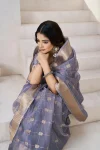 2RICH LOOK LINEN COTTON SILK GOLD ZARI AND SELF DESIGN WORK SAREE WITH UNSTITCHED BLOUSE FESTIVE WEAR WHOLESALE PRICE ETHNIC GARMENT (22)