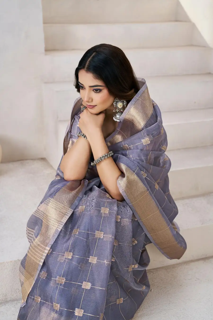 2RICH LOOK LINEN COTTON SILK GOLD ZARI AND SELF DESIGN WORK SAREE WITH UNSTITCHED BLOUSE FESTIVE WEAR WHOLESALE PRICE ETHNIC GARMENT (20)