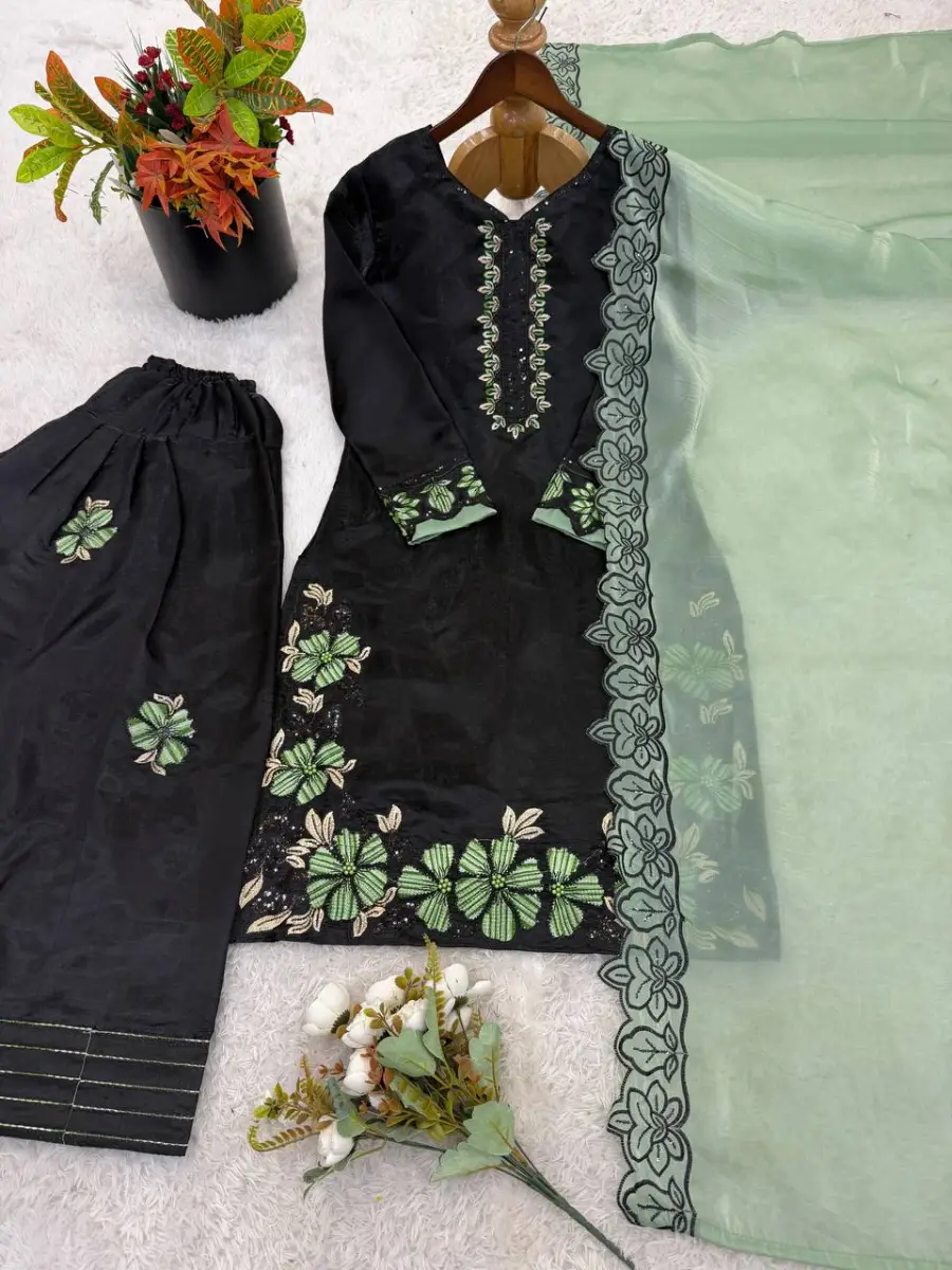 2RICH LOOK ROMAN GLASS EMBROIDERY SEQUENCE WITH RIVET MOTI WORK TOP PATIYALA WITH DUPATTA FESTIVE WEAR WHOLESALE PRICE ETHNIC GARMENT (20)