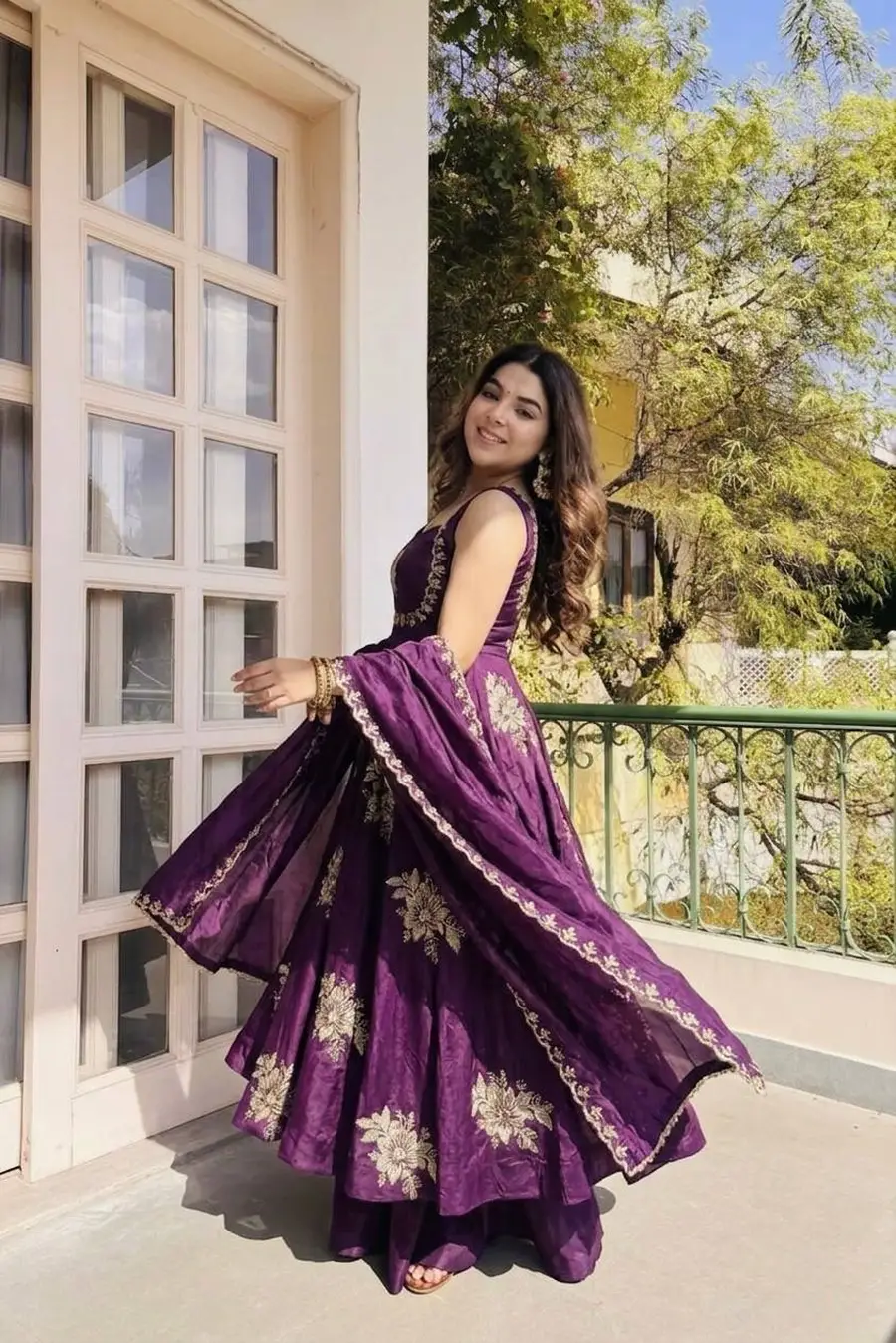 2TRENDING FENDY SILK EMBROIDERY SEQUENCE WORK GOWN PALAZZO WITH DUPATTA WEDDING WEAR WHOLESALE PRICE ETHNIC GARMENT (41)
