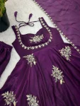 2TRENDING FENDY SILK EMBROIDERY SEQUENCE WORK GOWN PALAZZO WITH DUPATTA WEDDING WEAR WHOLESALE PRICE ETHNIC GARMENT (44)